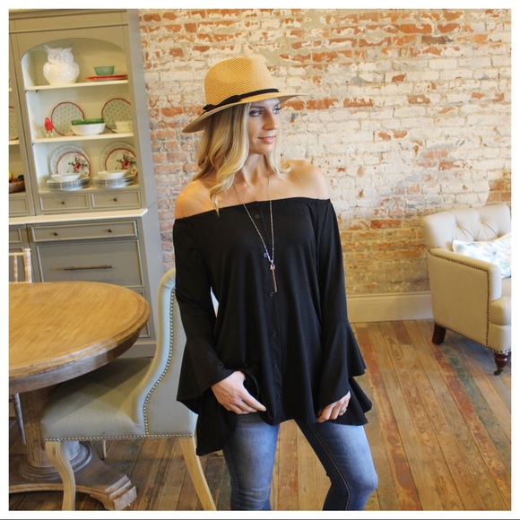 Infinity Raine Tops - ✨LAST ONE ✨ off shoulder bell sleeve button down